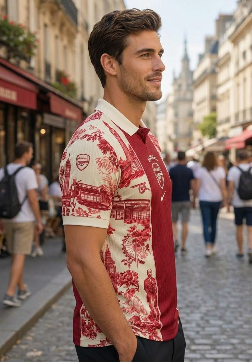 Arsenal Special Edition Toile Jersey – Red & Cream London Landmarks Design