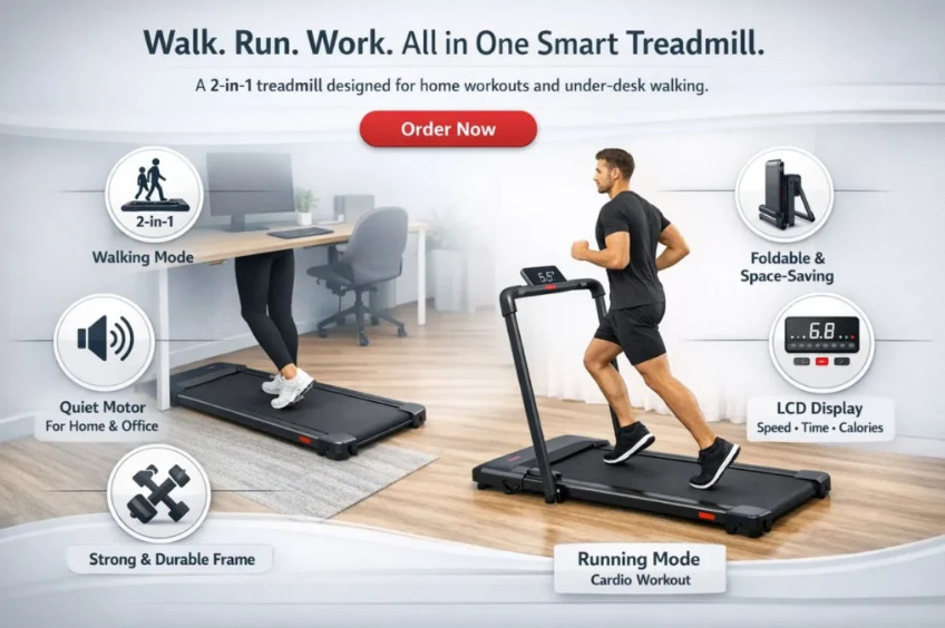 2-in-1 Smart Foldable Treadmill