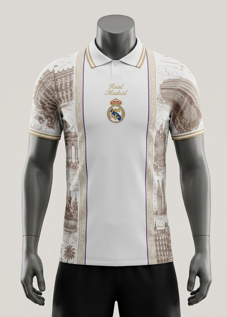 Real Madrid Retro Fantasy Football Jersey – Vintage-Inspired Blue & Red Design