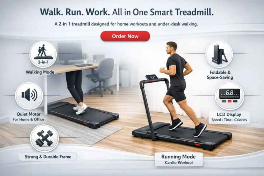2-in-1 Smart Foldable Treadmill